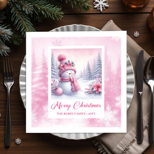 Serviette En Papier Scène hivernale joyeuse Nappe de Noël Bonhomme de