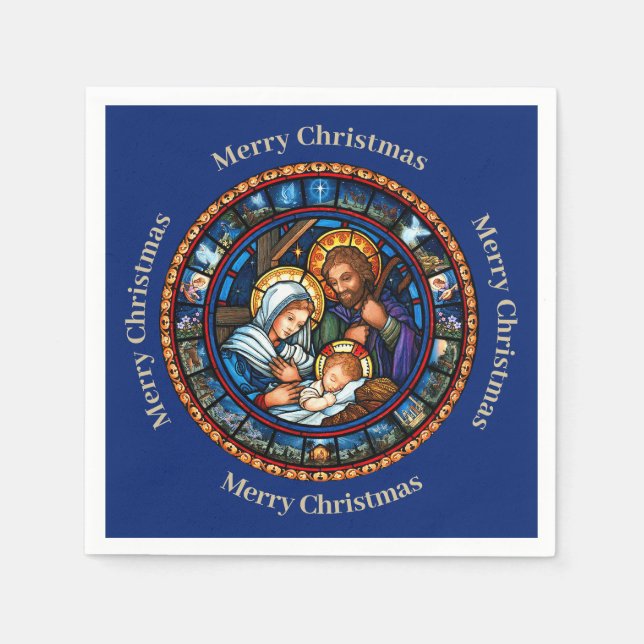 Serviette En Papier Scène traditionnelle de la Nativité de Noël (Devant)