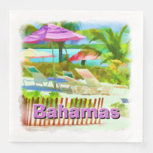 Serviette En Papier Scène Tropical Caribbean Island Beach - Painterly