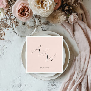 Serviette En Papier Schlicht élégant Monogramm Blush