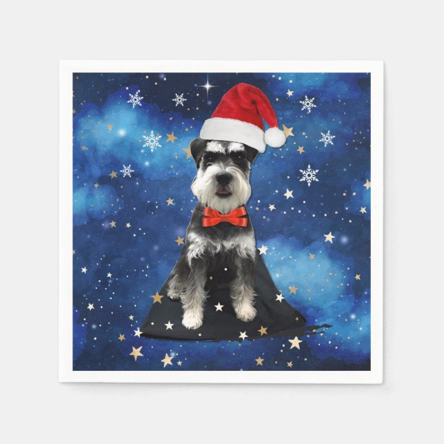 Serviette En Papier Schnauzer de Noël (Devant)