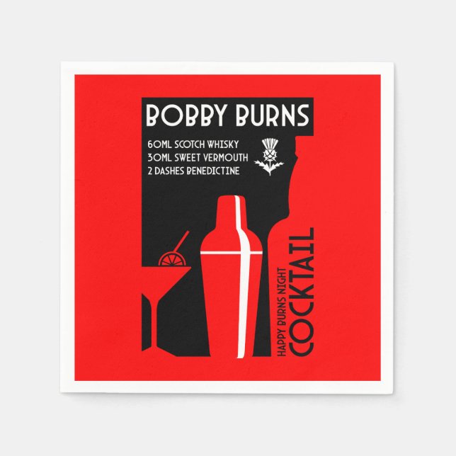 Serviette En Papier Scottish Bobby Burns Whiskey Cocktail (Devant)