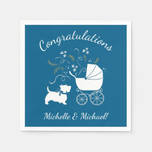 Serviette En Papier Scottish Dog Baby shower Puppy Scottish Terrier Bl