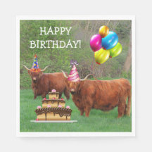 Scottish Highland Steer Anniversaire Papier Napkin