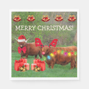 Serviette En Papier Scottish Highland Steer Funny Christmas Napkins