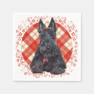 Serviette En Papier Scottish terrier on tartan