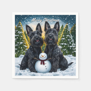 Serviette En Papier Scottish Terriers et Noël des Snowman