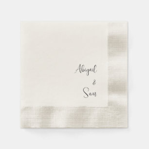 Serviette En Papier Script beige Cocktail Mariage personnalisé