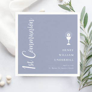 Serviette En Papier Script Boys 1ère communion
