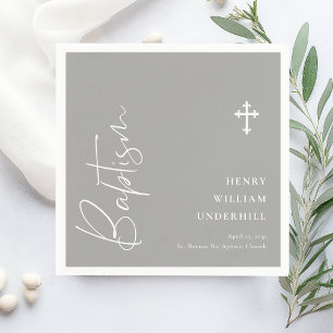 Serviette En Papier Script Boys Baptême