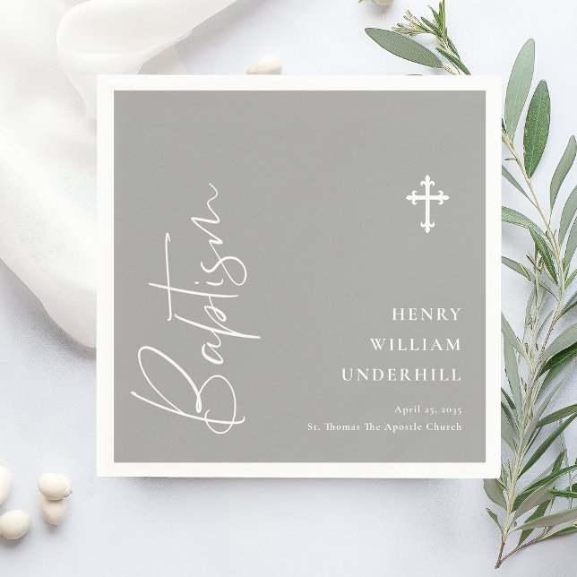 Serviette En Papier Script Boys Baptême (Créateur téléchargé)