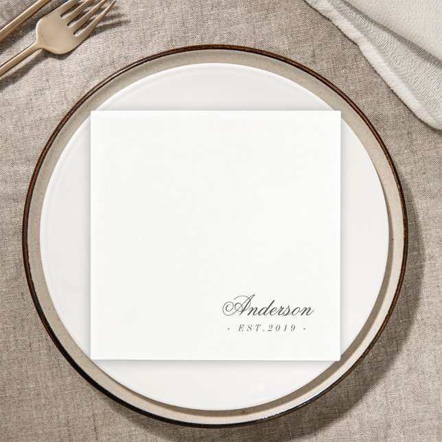 Serviette En Papier Script classique élégant Mariage de nom personnali (Créateur téléchargé)