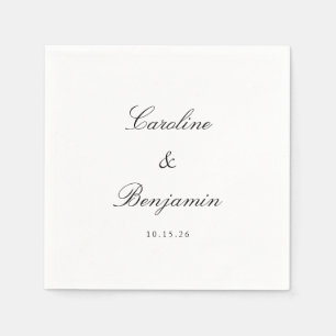 Serviette En Papier Script classique élégant Mariage élégant Nom perso