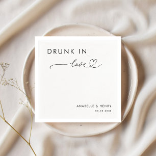Serviette En Papier Script Coeur moderne ivre dans l'amour Mariage élé