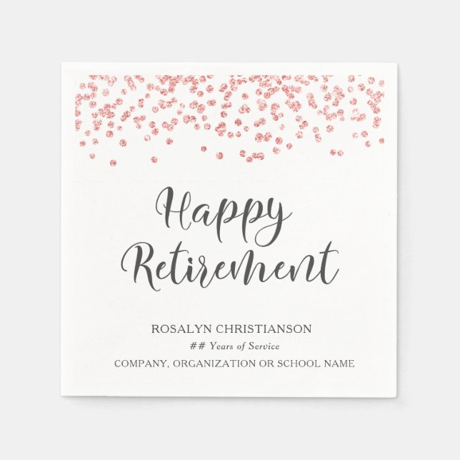 Serviette En Papier Script Confetti Parties scintillant or Rose de ret (Devant)