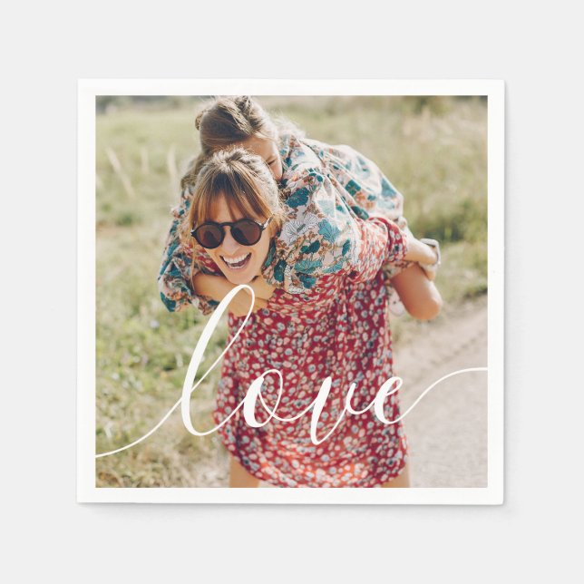Serviette En Papier Script d'amour de photo personnalisée (Devant)