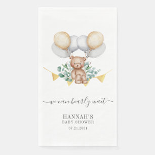 Serviette En Papier Script de Baby Shower Moderne Eucalyptus Ourson Ve