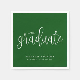 Serviette En Papier Script de calligraphie moderne Graduation verte