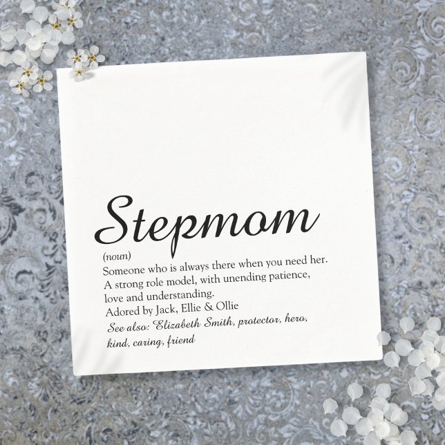 Serviette En Papier Script de définition Stepmaman Stepmère (Stepmom Stepmother Definition Script Napkins)