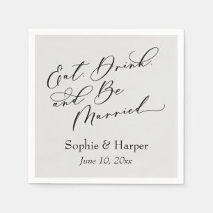 Serviette En Papier Script de luxe simple Manger Boire et être marié G