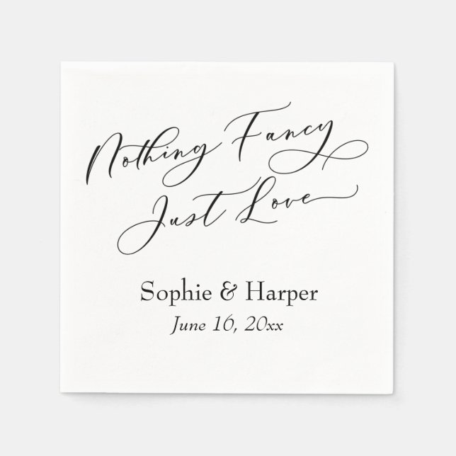 Serviette En Papier Script De Luxe Simple Rien De Fancy Just Love (Devant)