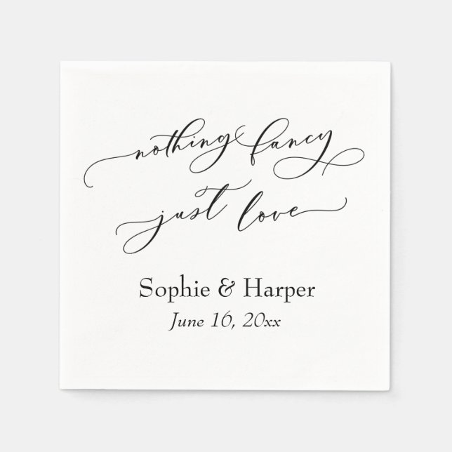 Serviette En Papier Script De Luxe Simple Rien De Fancy Just Love (Devant)