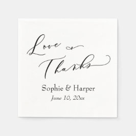 Serviette En Papier Script de luxe Simple Typographie Aimer & Merci