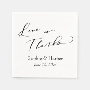 Serviette En Papier Script de luxe Simple Typographie Aimer & Merci