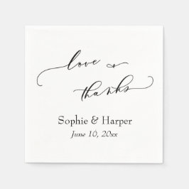 Serviette En Papier Script de luxe Simple Typographie Aimer & Merci