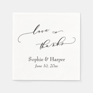 Serviette En Papier Script de luxe Simple Typographie Aimer & Merci