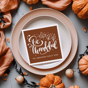 Serviette En Papier Script de Thanksgiving Soyez Reconnaissant Moisson