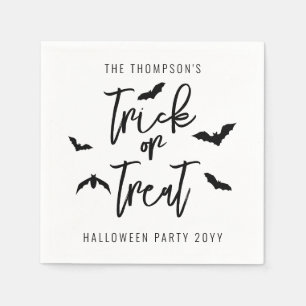 Serviette En Papier Script de Trick Or Treat noir avec Halloween chauv