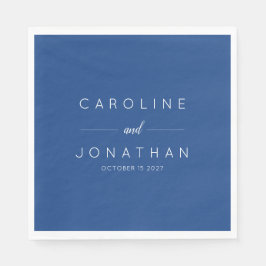 Serviette En Papier Script minimal moderne Mariage bleu français perso