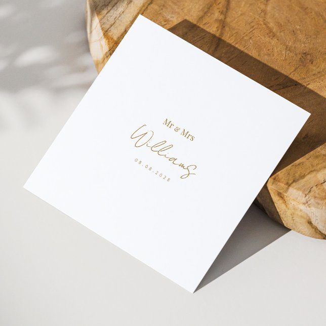 Serviette En Papier Script minimal or M. & Mme Mariage Napkins (Minimalist Gold Script Mr. & Mrs. Wedding Napkins)