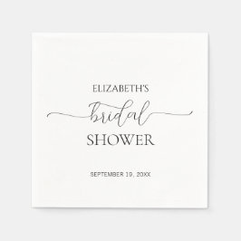 Serviette En Papier Script minimal simple Fête des mariées noir et bla