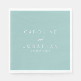 Serviette En Papier Script minimaliste moderne Aqua Mariage personnali