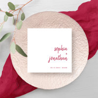 Script minimaliste moderne | Mariage rouge magenta