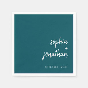Serviette En Papier Script minimaliste moderne Mariage Turquoise pro