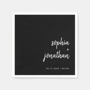 Serviette En Papier Script minimaliste moderne Serviettes de Mariage