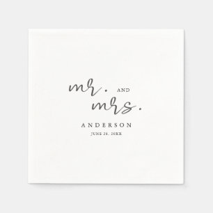 Serviette En Papier Script minimaliste moderne simple M. et Mme.