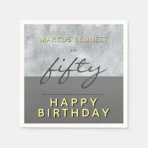 Serviette En Papier Script moderne Cinquante Gris 50e fête d'anniversa