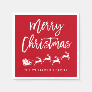 Serviette En Papier Script moderne de brosse Star Père Noël Joyeux Noë
