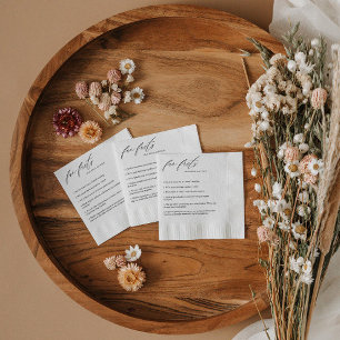 Serviette En Papier Script moderne Fun Faits Mariage Napkins