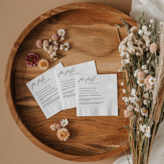 Serviette En Papier Script moderne Fun Faits Mariage Napkins