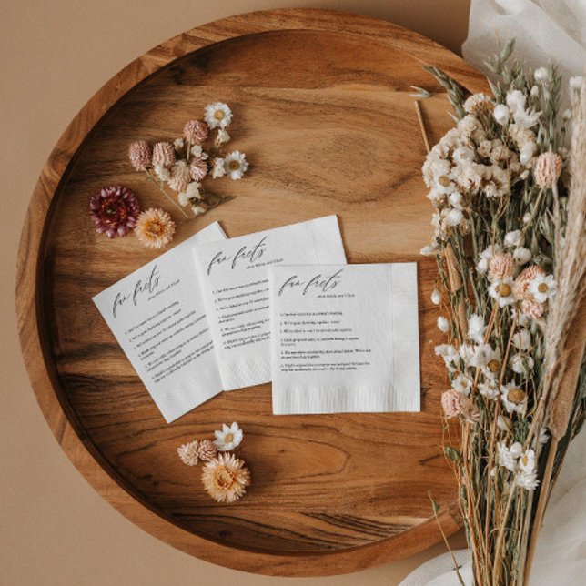Serviette En Papier Script moderne Fun Faits Mariage Napkins (Créateur téléchargé)