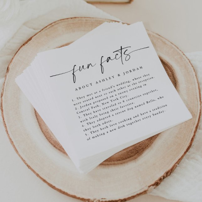 Serviette En Papier Script moderne Fun Faits Mariage Napkins (Créateur téléchargé)