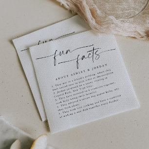 Serviette En Papier Script moderne Fun Faits Mariage Napkins
