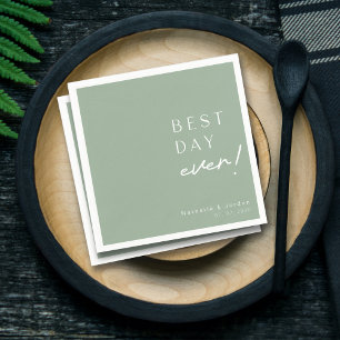 Serviette En Papier Script moderne Meilleur Jour jamais Sage Mariage v