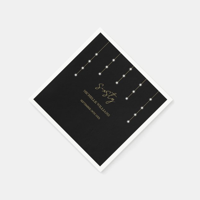 Serviette En Papier Script Moderne Partie Noir Et Or (Coin)