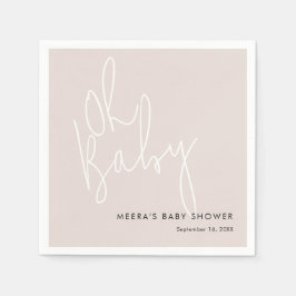 Serviette En Papier Script moderne rose Oh Baby shower